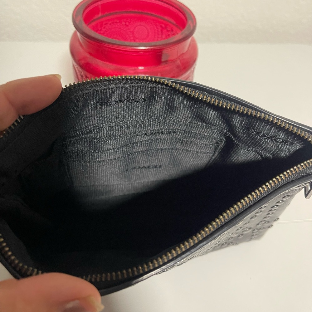 Coach Black Leather Studded Pouch - Picture 6 of 8